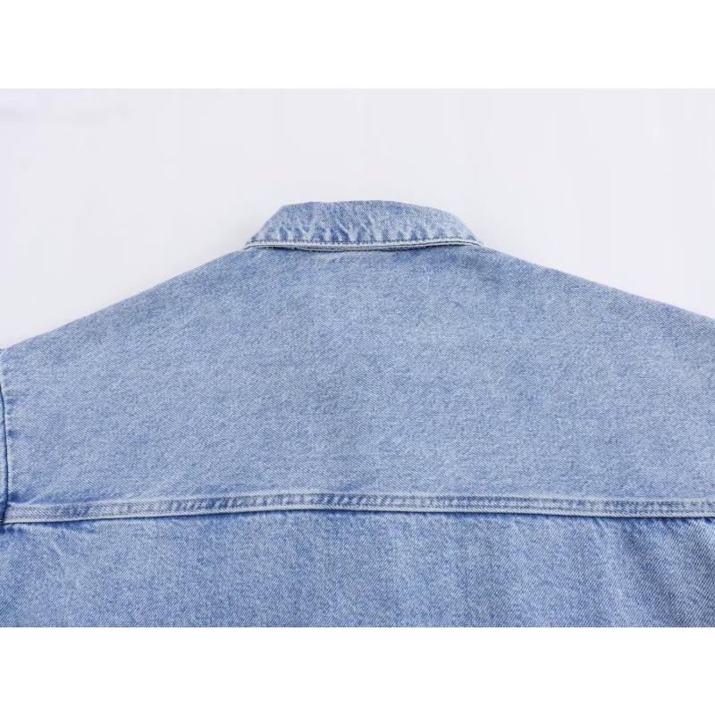 Damen Jeanshemdjacke mit Kragen und Taschen - 2026 Vielseitiger Stil