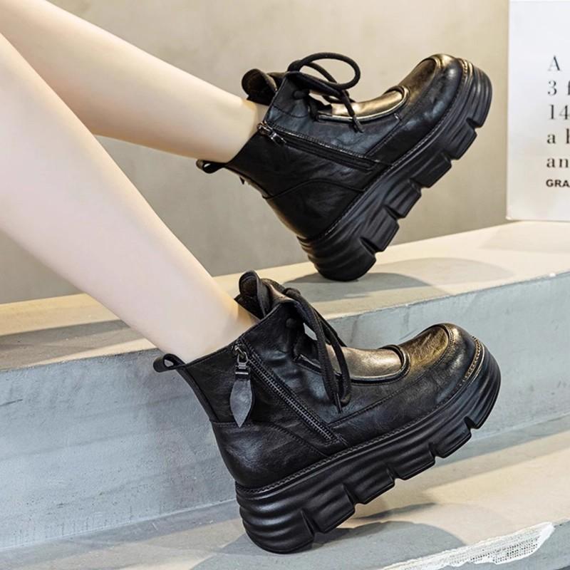 Short boots for women 2026 new autumn and winter with plush high top cotton shoes  British style versatile short boots