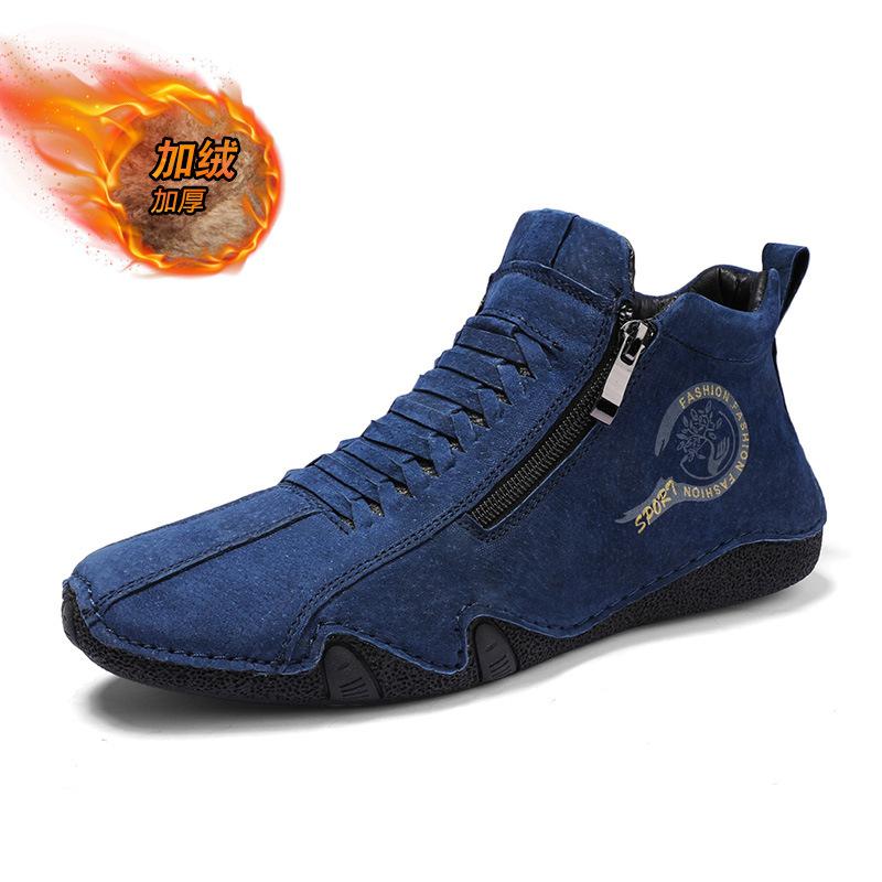 Handmade Leather Men's Boots Zipper Designer High Top Shoes for Men Autumn Low-top Men Casual Shoes Winter Leather Ankle Boots