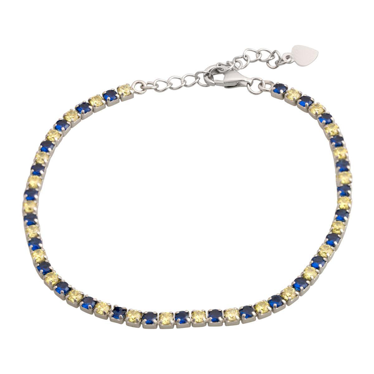 Bracelet en argent avec zircons cubiques, poids du produit 4,31 g (2144649) 17-20cm blanc
