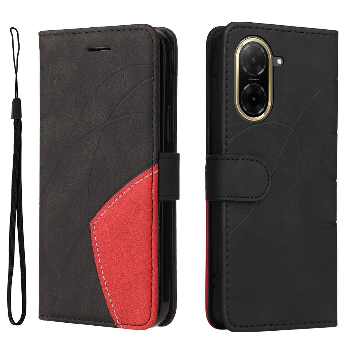 

Для Xiaomi Redmi A5 NFC (173.45*79.35*8.45мм) Шкіряний чохол-підставка-гаманець для телефону з двоколірним дизайном Black