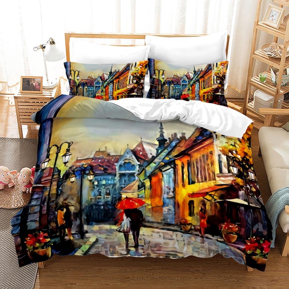 Couple Theme Duvet Cover Set Valentine's Day Present For Couple Wife Polyester Bedding Set King Queen Full Size Comforter Cover