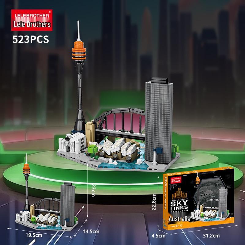 Lele Brothers Skyline Building Blocks: Street Scene Architecture Educational Toy for Boys