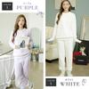 Luanna Jena Fluffy Pajama Set and Long QW631 Women's (Top Bottoms, Pants) (White)