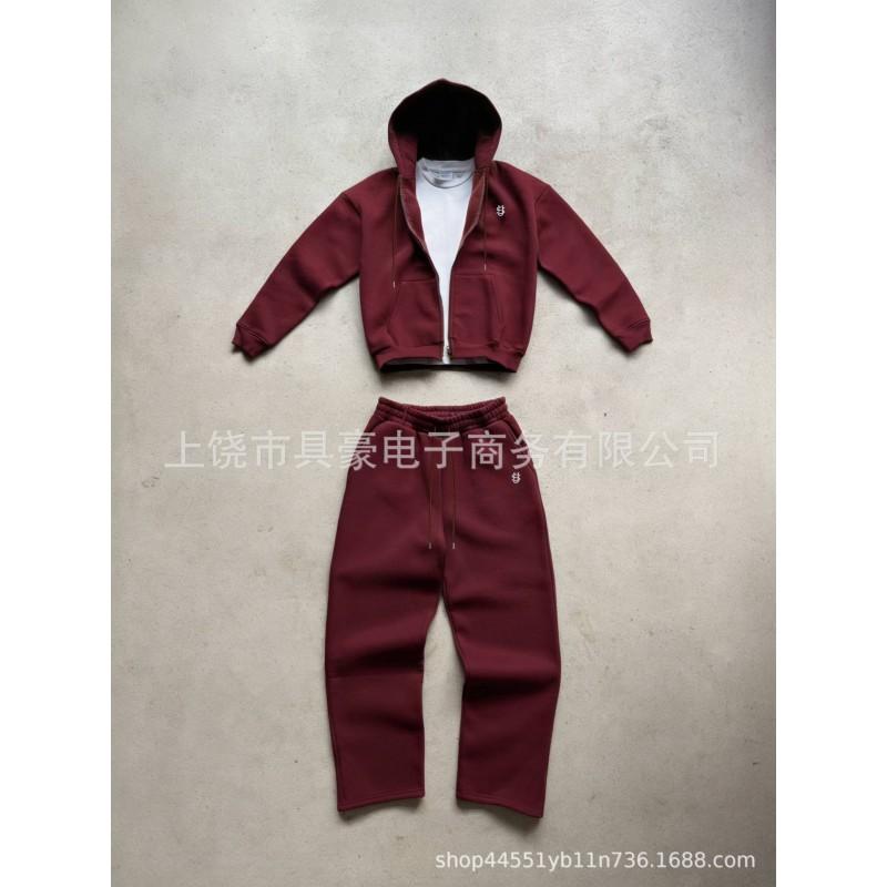 Unisex Streetwear Hoodie Set Loose Fit Cotton Blend Long Sleeve Tracksuit Teens Adults