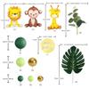 Jungle Safari Animal Cake Topper with Colourful Balls Plam Leaves Cake Decoration for Girls Boys Wild Theme Birthday Party Baby