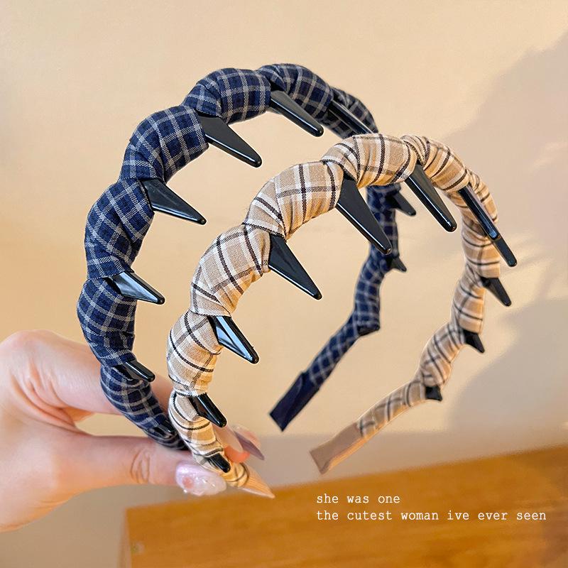 Korean Plaid Gingham Wavy Headband - Women's Versatile Fashion Accessory