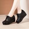 Fashion GKTINOO 2025 Wedges Women Shoe Spring Autumn Lace-Up High Heels Round Toe Leather Casual Ladies Platform Shoes Woman Size 33-43