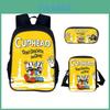 Cuphead Backpack Set For School And Travel With Nylon Construction And Multiple Compartments