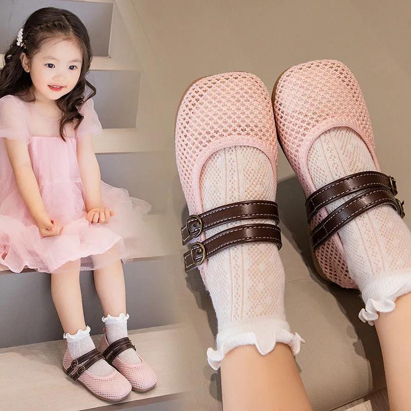 Children's Shoes Korean Girl Princess Shoes Breathable Hollow Net Sandals Children 1-2 Years Old Soft Sole Toddler Shoes