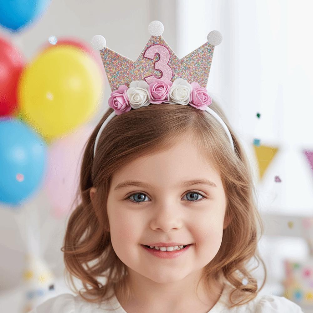 Kids' 2-6Y Flower Crown Hairband Sparkle Girl's Headbands Cute Princess Hair Band Hair Accessory