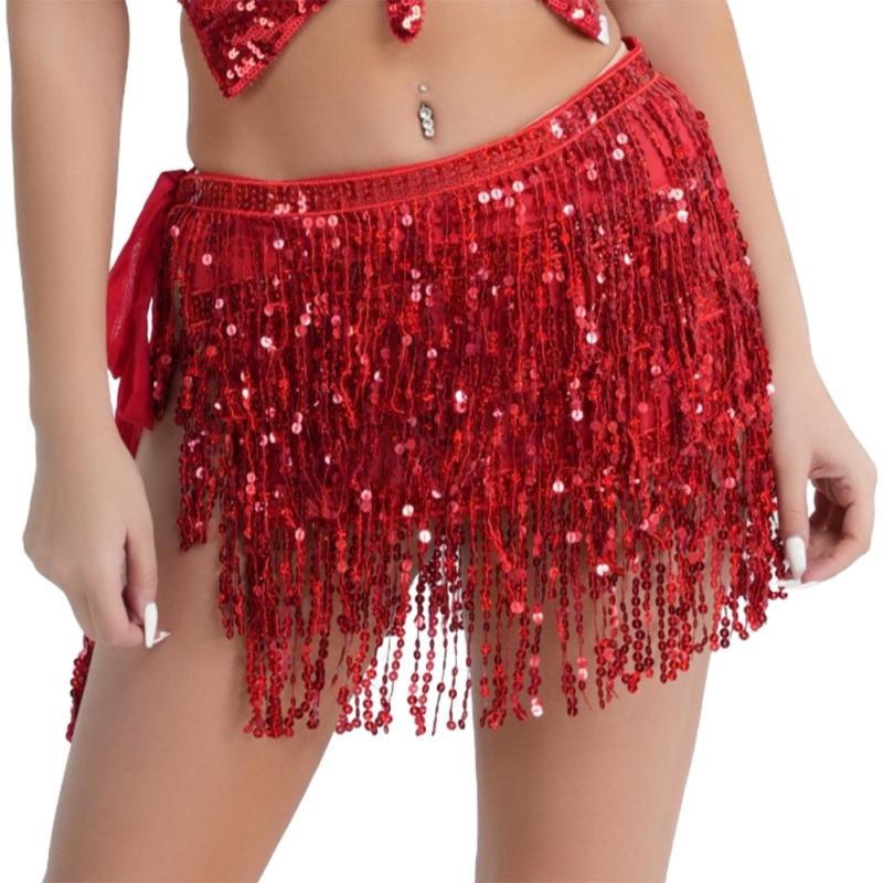 

Костюм для танца живота с пайетками и кисточками, шарф на бедра, бисер, цепочка на талию