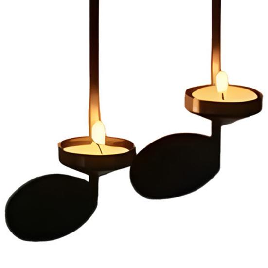 Black Music Note Candle Holder Vintage Wall Mount Tealight Holder Musical Symbol Wall Decor for Living Room Dining Hallway