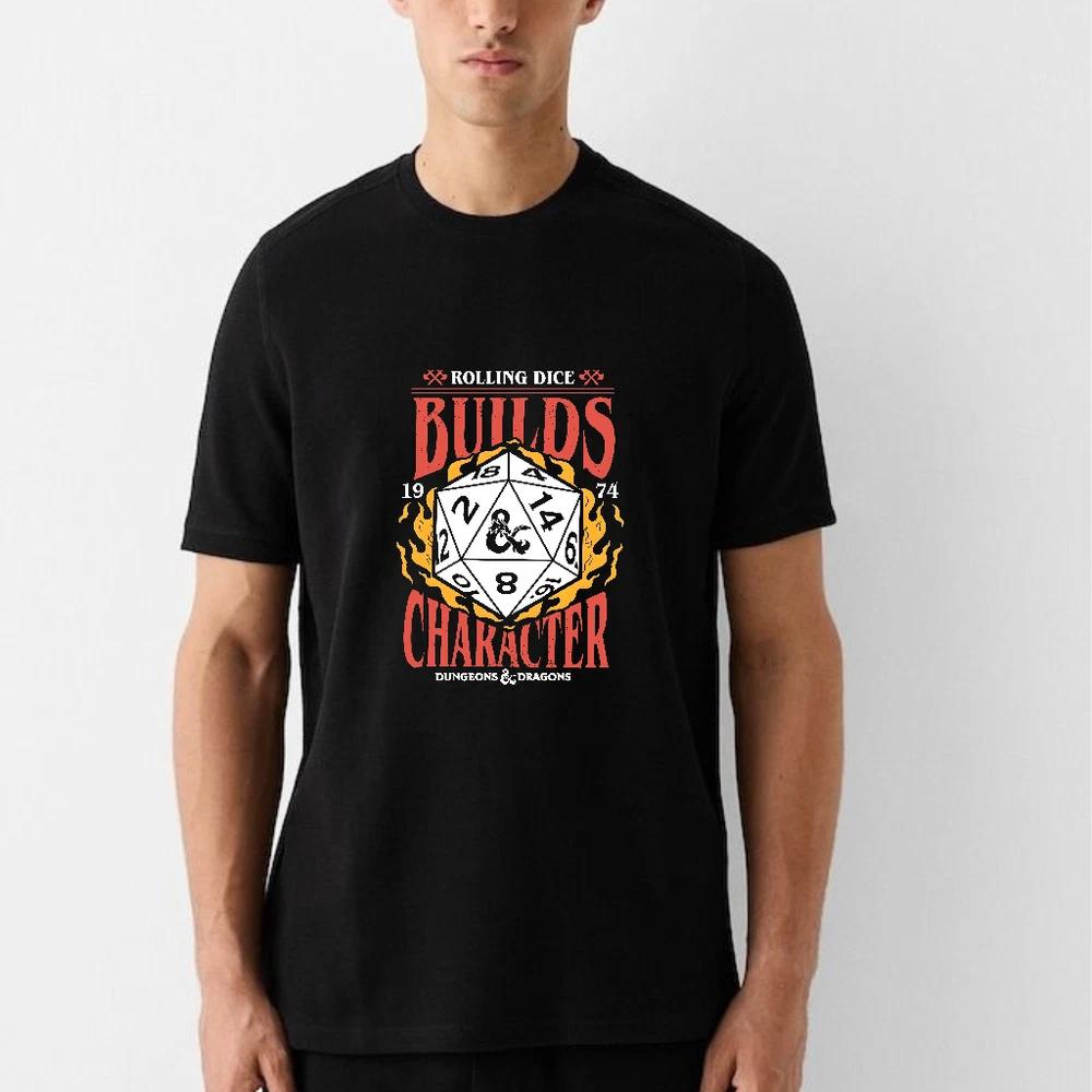 Official DD Black TShirt with Rolling Dice Design Builds Character S