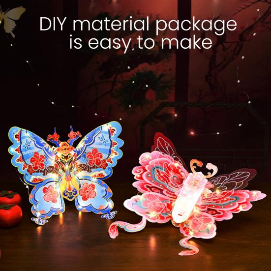 Butterfly Lantern Handheld Spring Festival Lantern Decor DIY Chinese Traditional Lantern for Hanfu Cosplay Chinese New Year Mid-Autumn Festival