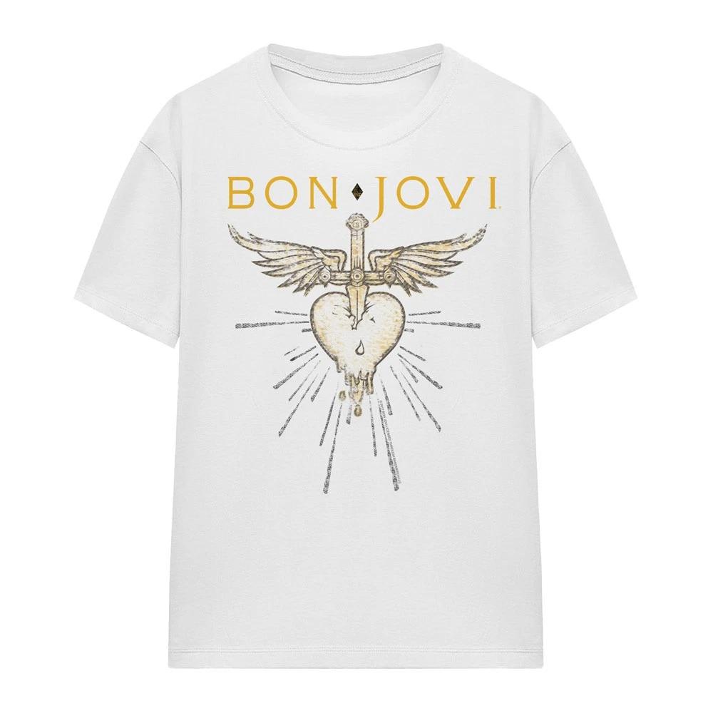 Bon Jovi Greatest Hits Womens 100% Cotton T-shirt Mens Tees Top S-2XL, White 2XL
