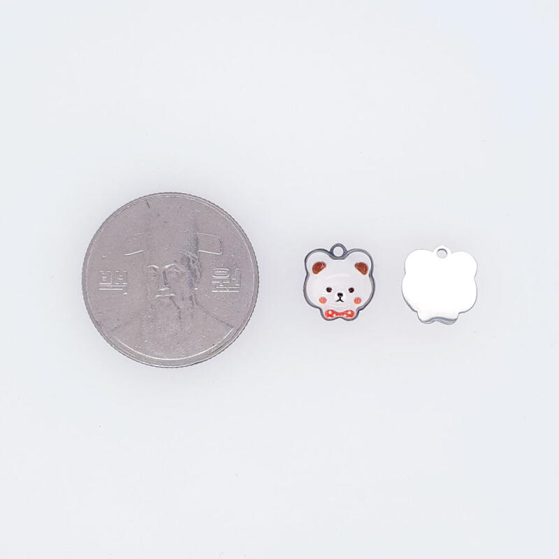 Surgical Steel Mini Ribbon Bear Pendant Accessory