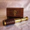 Vintage 6" Captain Handheld Mini Brass Telescope Pirate with Wooden Box