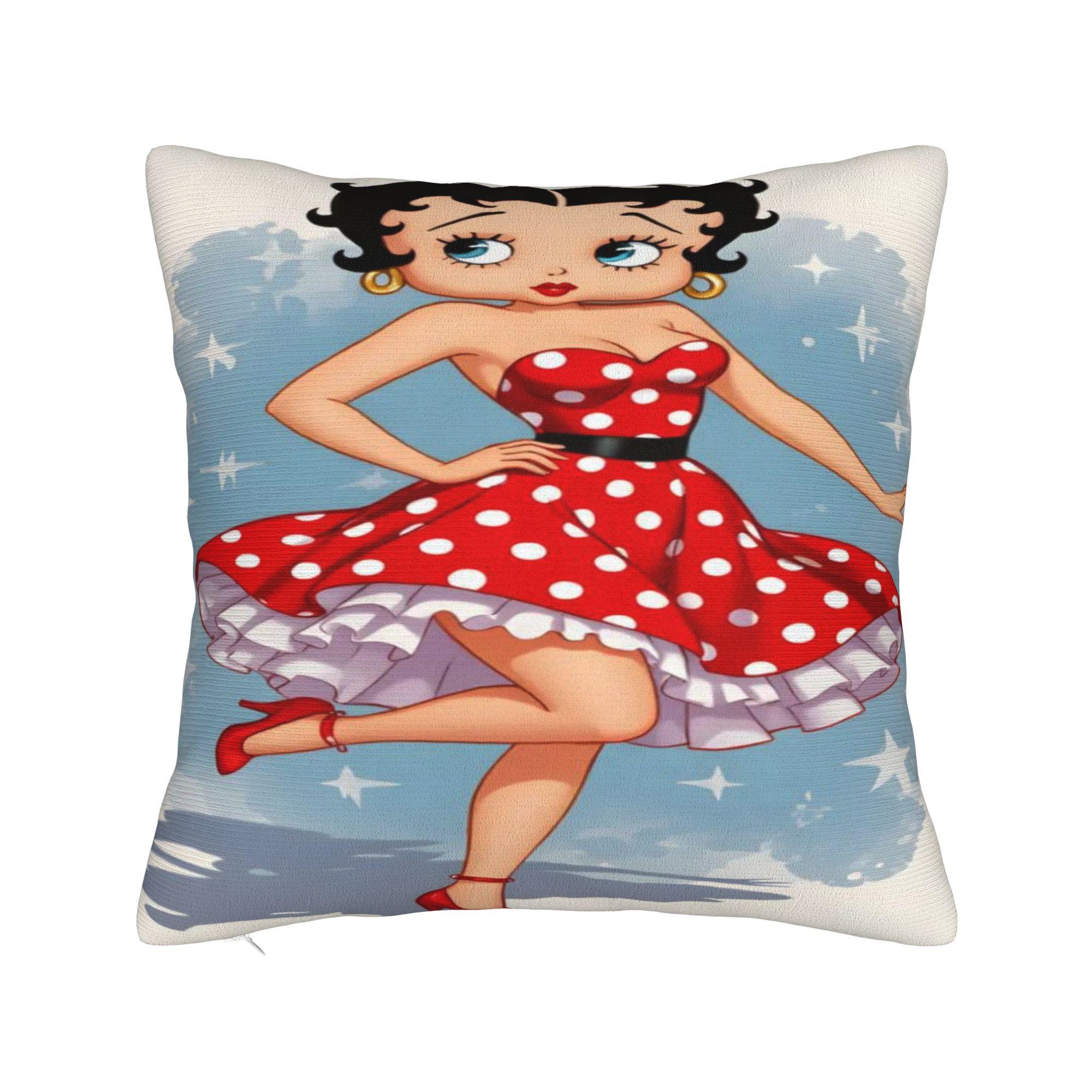 

B-Bettys Boops Pillowcases Morden Pillow Case For Sofa Couch Bed Living Room Soft Pillow Cover 16x16Inch