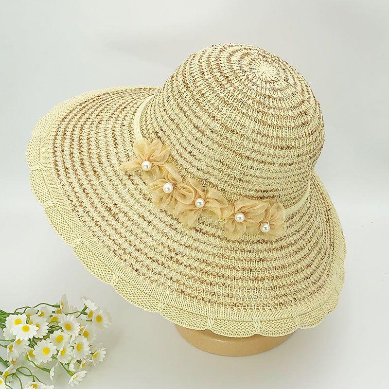 Neuer einfacher faltbarer Reiseurlaub Sonnenschutz Strand Fischerhut Strohhut Damen Sommer Sonnenschutzhut