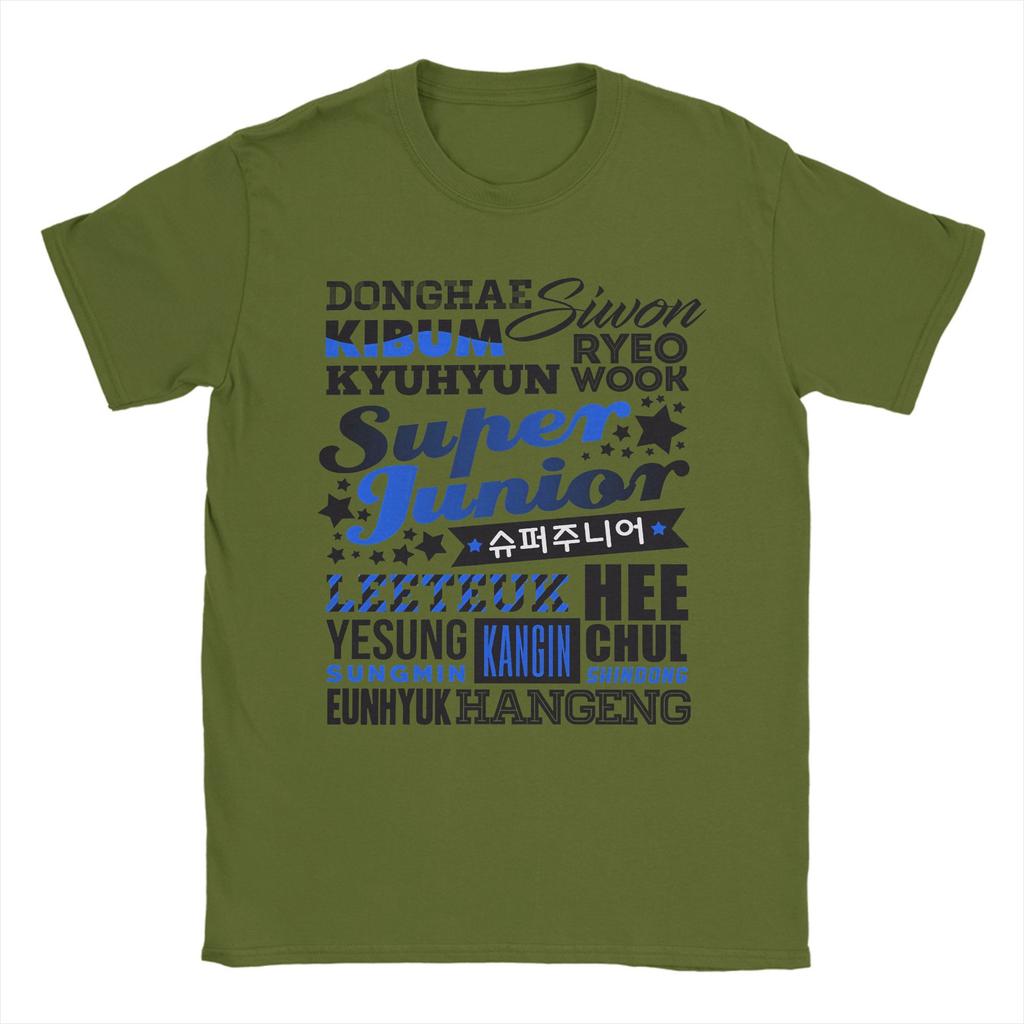 Neuheit Super Junior T-Shirt für Herren O-Ausschnitt Reines Baumwoll-T-Shirt Kurzarm-Tees Neuankömmling Kleidung