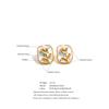 Yhpup French Style Stainless Steel Enamel Pearl Square Flower Stud Earrings PVD Plated Trendy Gold Color Attractive Jewelry