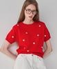 RONRON Heart Pattern Short Sleeve Knit Red