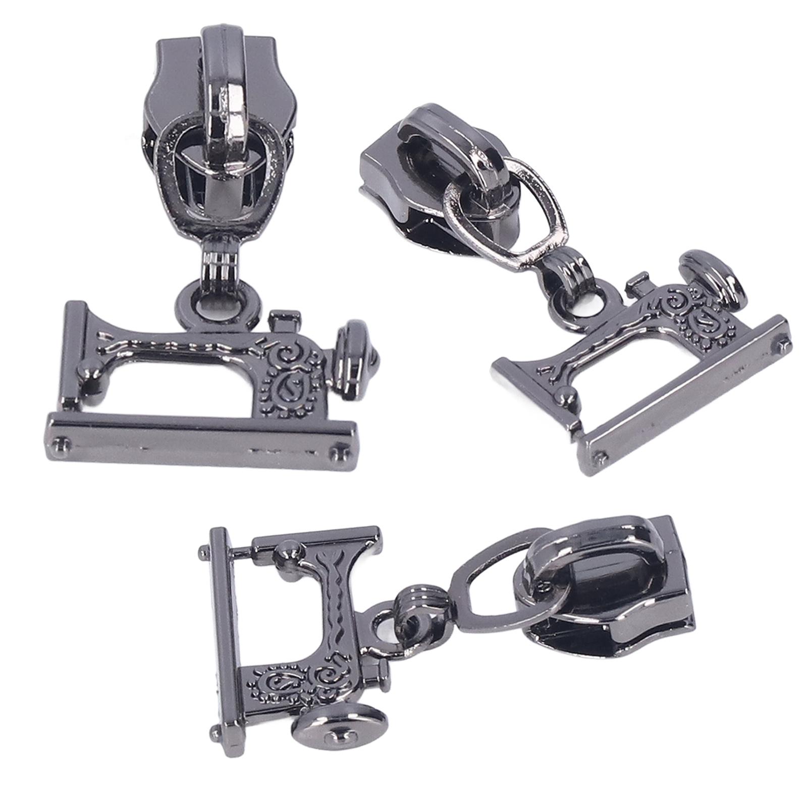 

10 шт. Пулер для молнии Металлические пулеры для молнии Швейная машина Куртка Поделки Сумки Багаж Головка молнии Silver Black