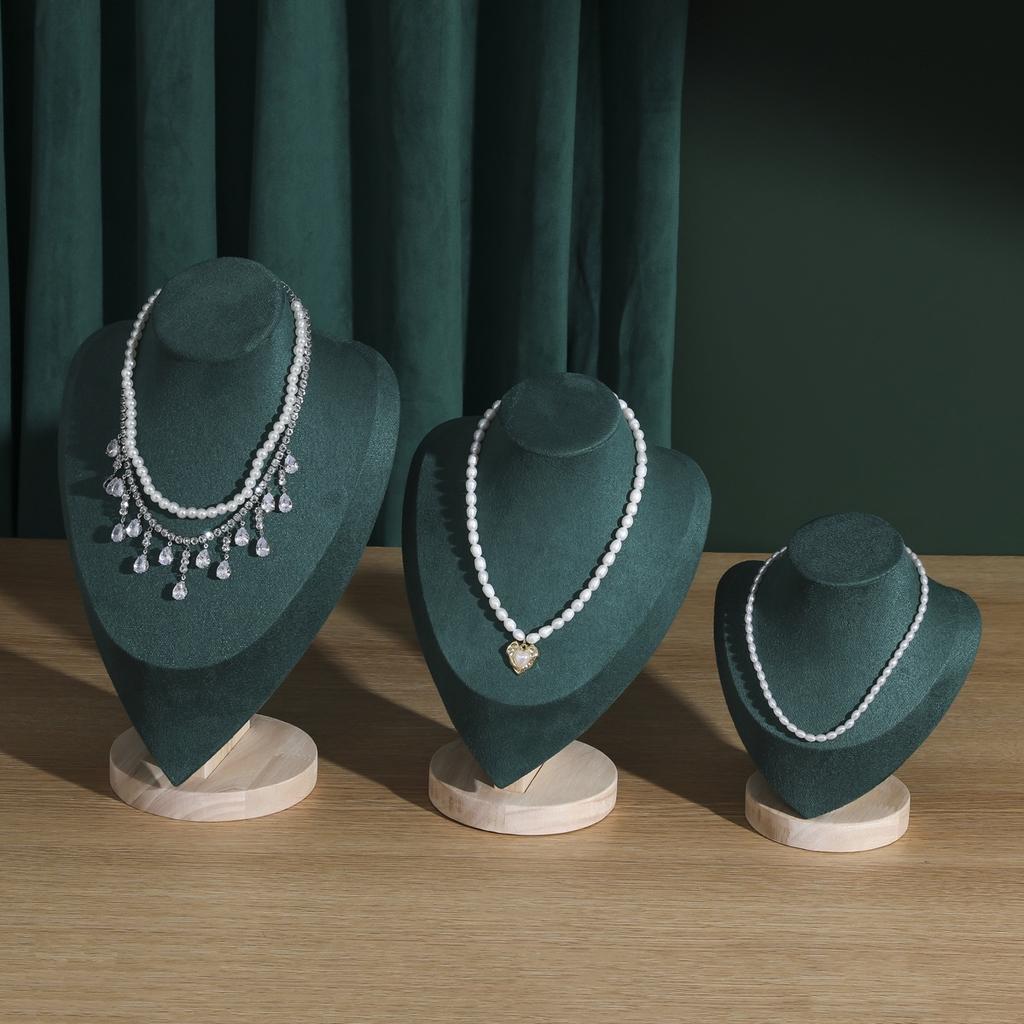 Solid Wood Portrait Neck Green Jewelry Stand Necklace Pendant Pendant Neck Mold Display Standjewelry Necklacestand Display Stand