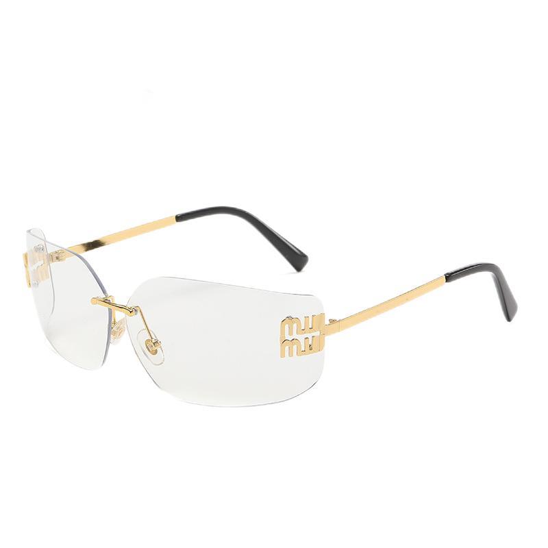 

Luxury Metal Women S Rimless Sunglasses Vintage High Quality Decorative Sunglasses Travel Mountaineering Large Frame Sunglasses