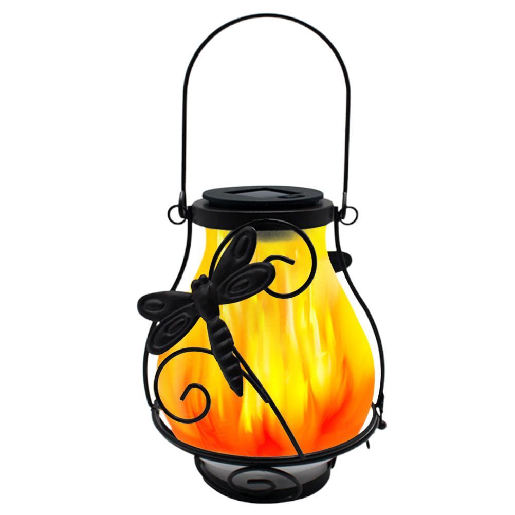 Solar Flame Lantern Lights Flickering Flames Outdoor Solar Lights Hanging Lanterns Waterproof