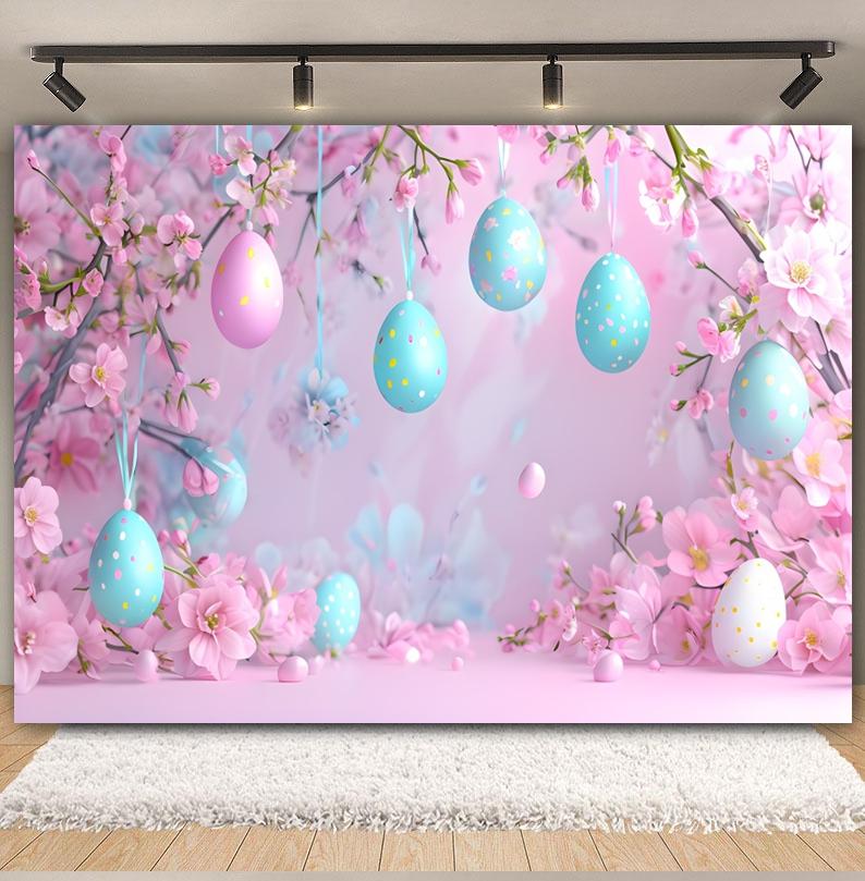 Spring Easter Photography Backdrop Wood Board Flowers Rabbits Eggs Kids Birthday Baby Shower Spring Party Decor Photo Background