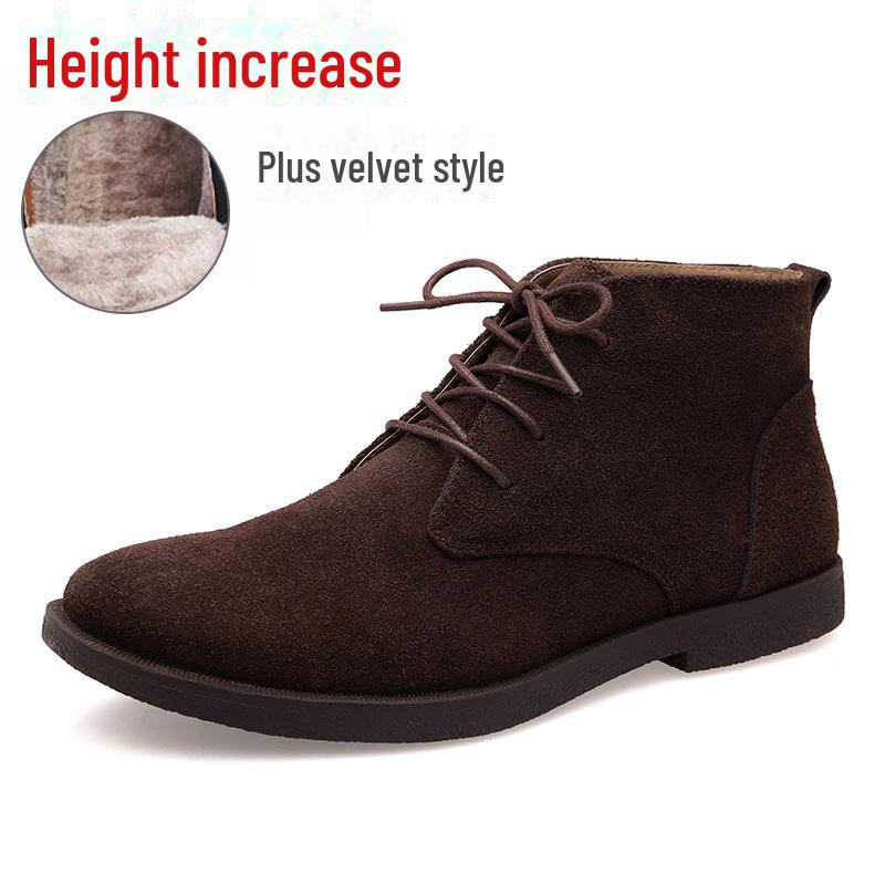 Men's Frosted Leather Mid-Top Winter Desert Boots In British Style