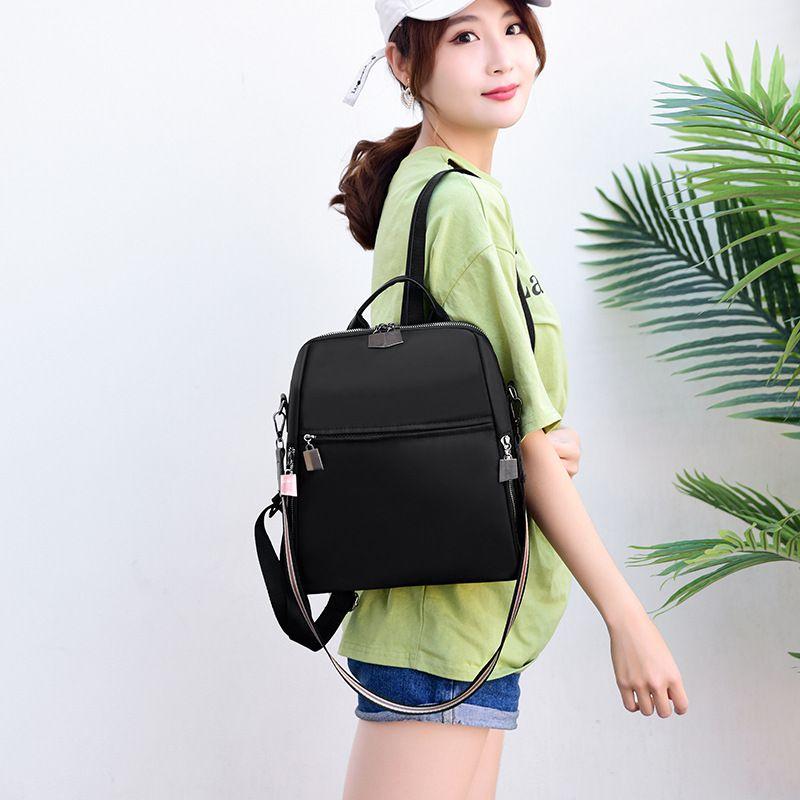 Pure Color Multipurpose Oxford Cloth Backpack For Women With Adjustable Straps