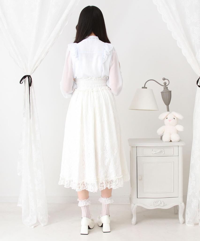 Choose your favorite lace frill ribbon skirt, long, lavender gray, size 3L, mass-produced, landmine style, sickly cute, Yumetenbo