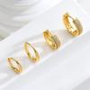 4Pcs/Set Luxury Metal Circle Inlaid Zircon Hoop Earrings for Women Fashion Gold Color Ear Buckle Earring Set Party Jewelry Gifts