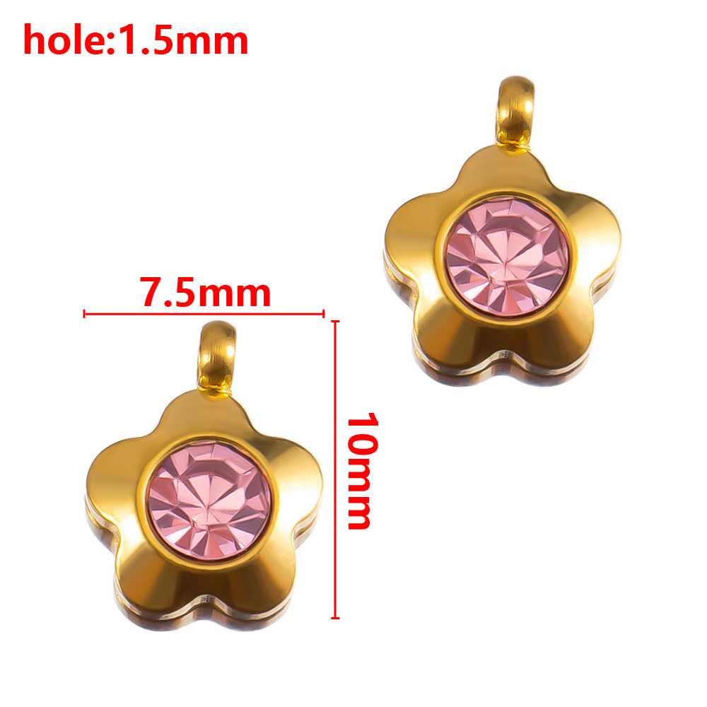 2pcs Gentle Pink Enamel Stainless Steel Charms Rose Flower Starfish Butterfly Necklace Pendant Women DIY Earring Jewelry Making