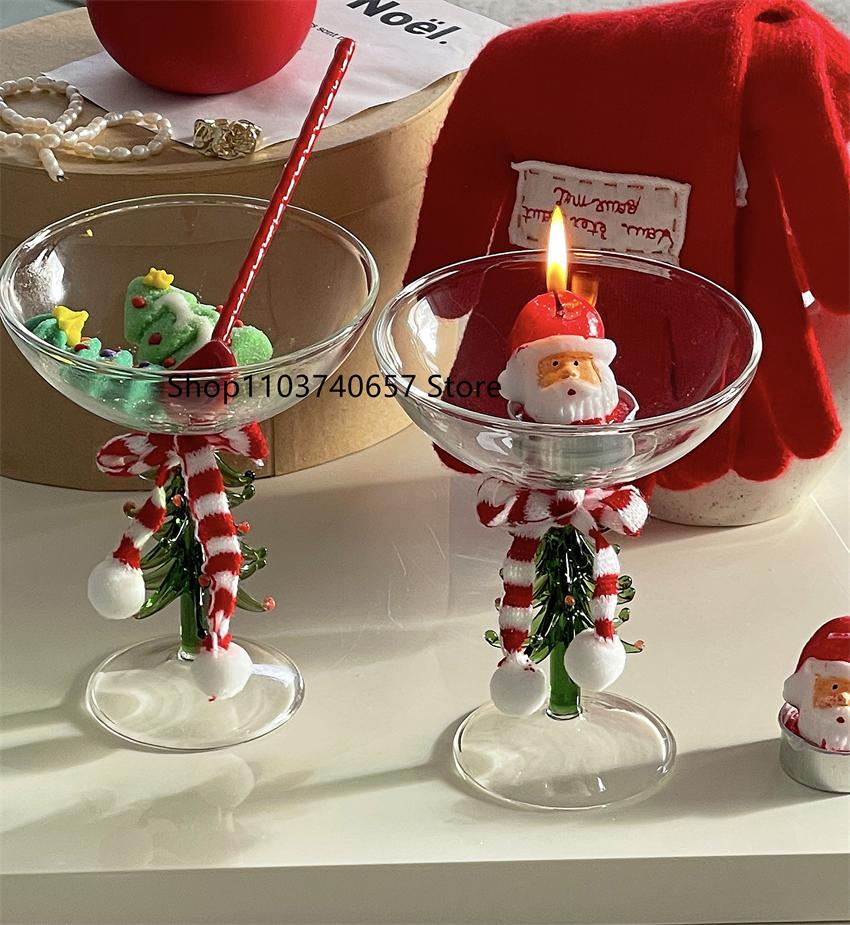 Colorful Christmas Tree Decoration Tall Glass Creative Home Cocktail Cup Korean Style Ins Style Christmas Series Red Wine Glass