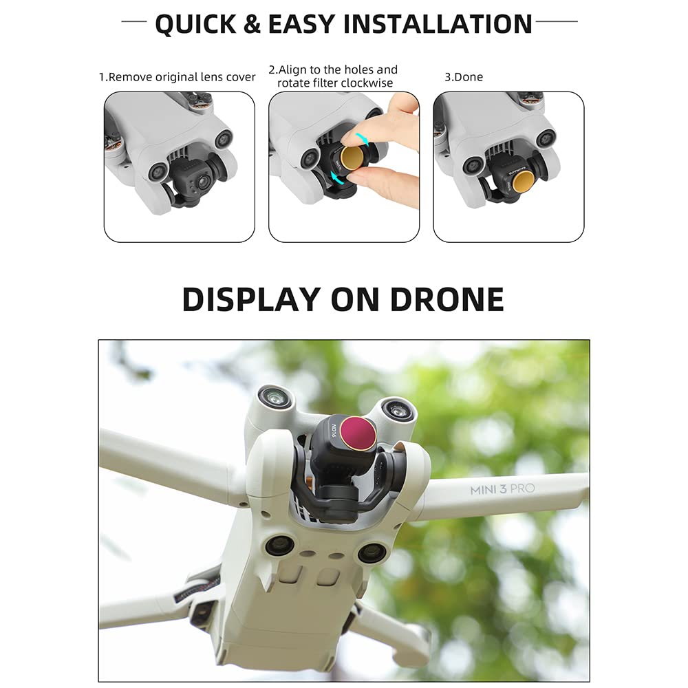 Taoricup DJI Mini 3 Pro Kompatibler Filter 3/Mini (CPL+ND8+ND16)