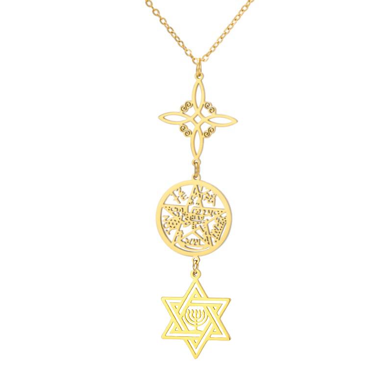 Dreamtimes VigWitches Knot Tetragrammaton Hexagram Candlestick Pendant Necklace for Women Men Witchcraft Wiccan Jewelry Gifts
