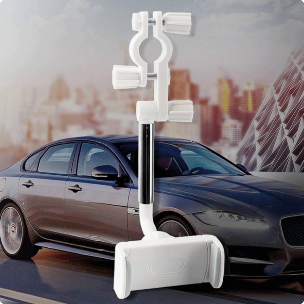 RearFacing Mirror Phone Holder Hands Mount Adjustable Black