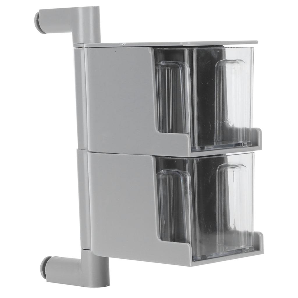 NoPunching WallMounted Seasoning Box Rotatable 2Layer Drawer Type Box for Kitchen(Gray )