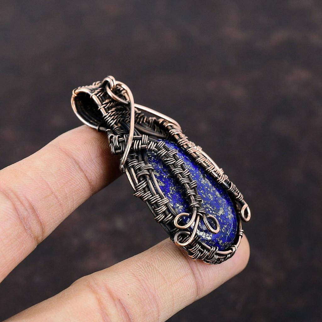 Lapis Lazuli Pendant Copper Wire Wrapped Pendant Handmade Gemstone Pendant Copper Jewelry Wire Wrapped Jewelry For Gift Lapis Lazuli Jewelry