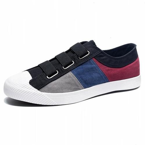 Basic High Quality Mens Canvas Shoes Patchwork Rubber Lace-up Mens Casual Shoes Lightweight Round Toe Male Sneakers
