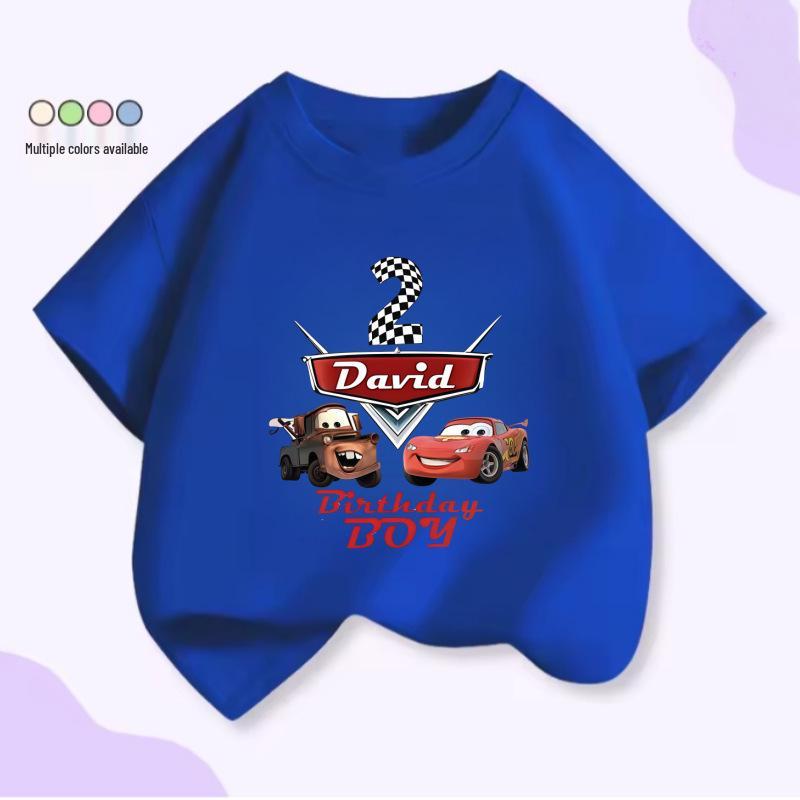 Kinder-Autos-Thema McQueen Bucktooth T-Shirt - Cartoon-Print Baumwolle Kurzarm für Jungen & Mädchen