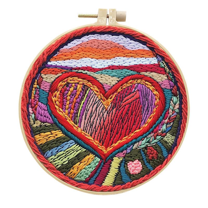 

1 шт. Набор для рукоделия из синей вышитой ткани на День святого Валентина с узором в виде сердца и инструментами в комплекте 20cm