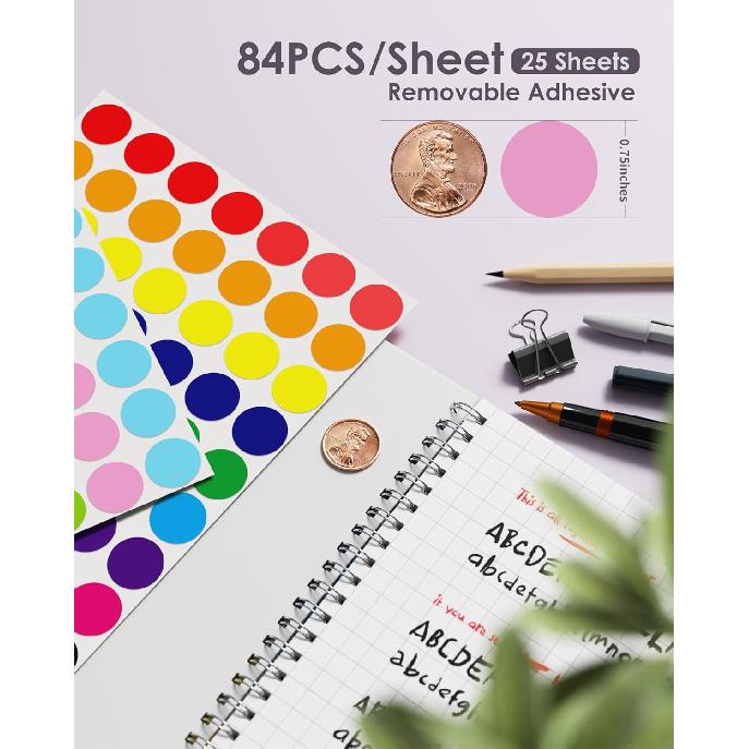 3/4" Color Dot Stickers Removable Adhesive Markers Label for Garage Sale Kids Classroom Toddlers Preschool The Office Waterproof Sticky Small Round