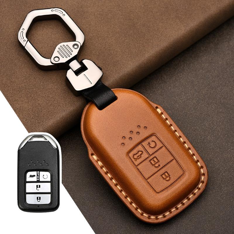 Leather Car Key Case Cover Shell for Honda Civic Accord Fit Hrv Crv Jazz City Protector