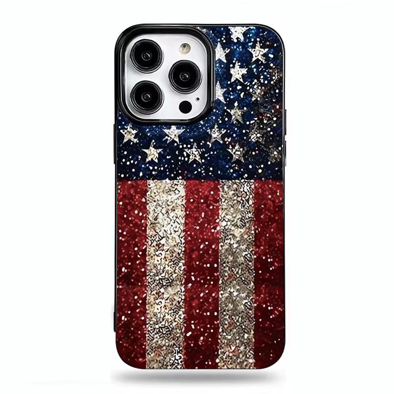 

Luxury USA American Flag Phone Case for iPhone 17 16 15 Pro Max 14 Plus 13 12 Pro 11 MAX Plus Cool Creative Silicone Black Cover iPhone17
