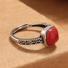925 Sterling Silver Red Gemstone Ring Flowers Adjustable Simplicity Fashion Exquisite for Women Jewelry Wedding Gifts